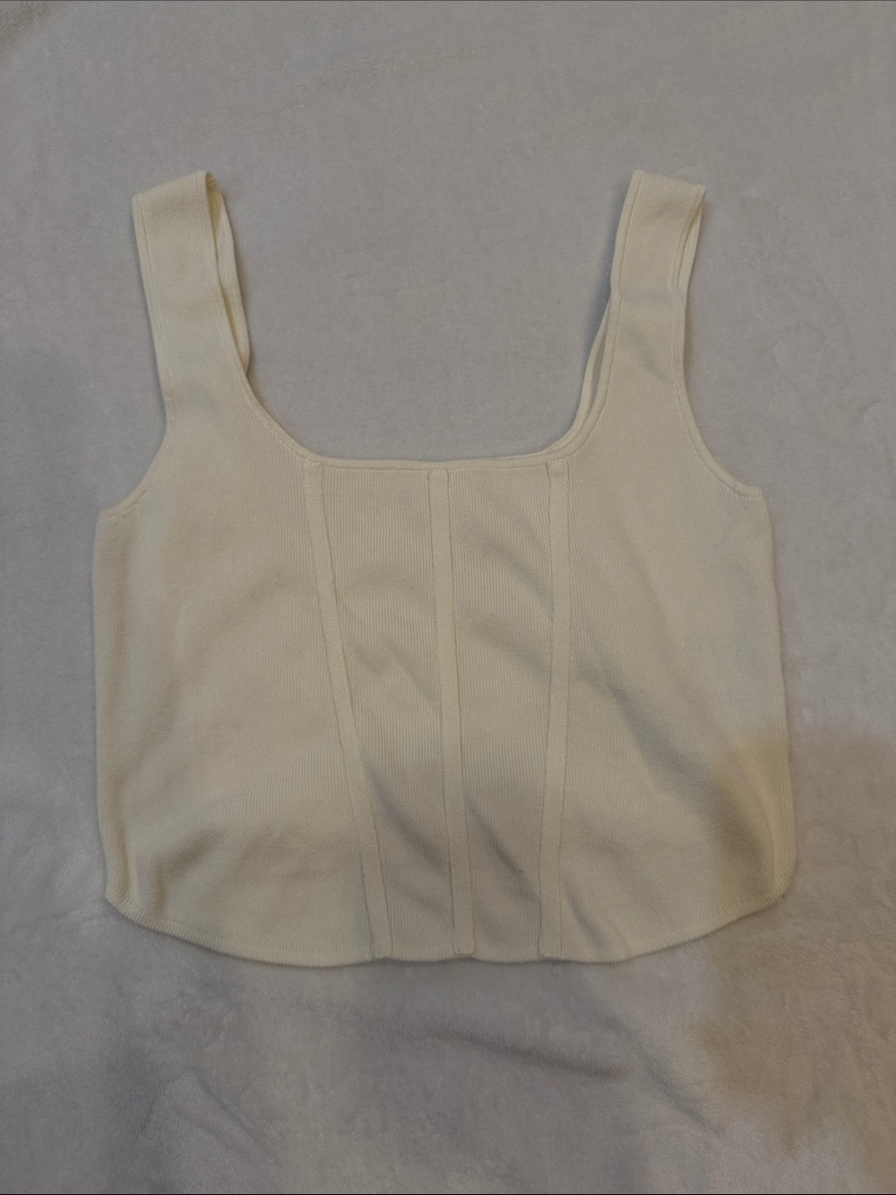 H&M Cream Ribbed Square-Neck Tank
